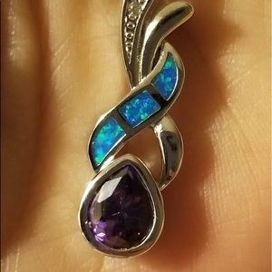 Purple Amethyst Turquoise Sterling Necklace